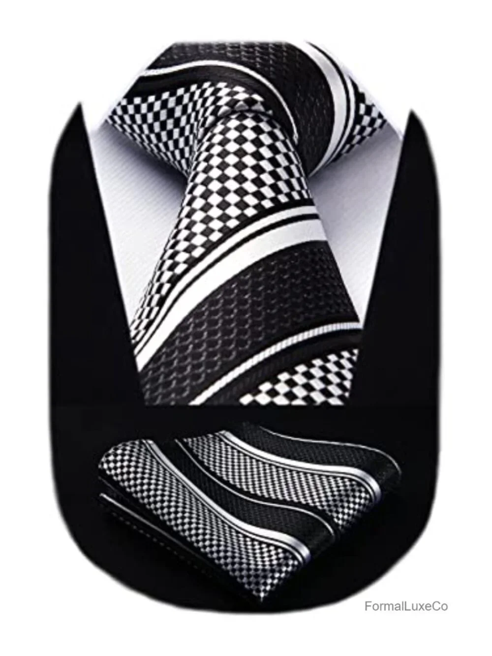 Classic Stripe Silk Blend Necktie & Pocket Square Set for Men